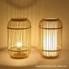 Chinese trend bamboo woven table lamp, Chinese-style tea room, homestay guest room, living room, Zen tea, new Chinese-style lantern, creative Japanese bamboo art lamp details Picture
